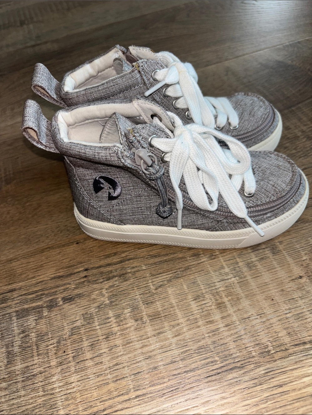 BILLY Kids Gray High-Top Canvas Sneakers with White Laces